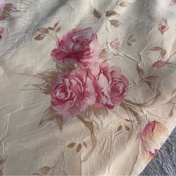 Vintage 90s Y2K Byer Too Midi Ruffle Hem Crinkle Chiffon Floral Slip Dress - Picture 7 of 12